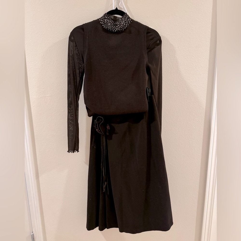 Sweater Top and Wool Skirt Set